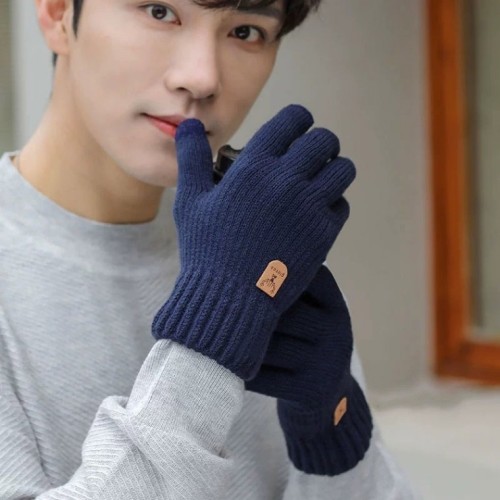 겨울 베이직 라벨 따뜻한 남자 기모 장갑 터치 안감