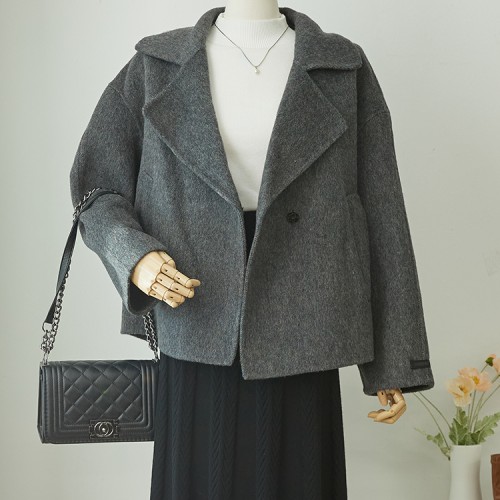 제레미 핸드메이드 압축 울70% 루즈핏 하프 자켓 코트