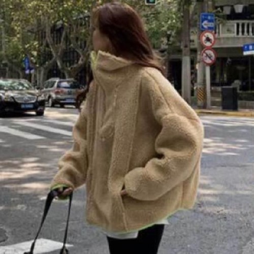 여자뽀글이자켓 여성 후리스집업 양털자켓 여성플리스 덤블 부클 오버핏 바람막이 니트