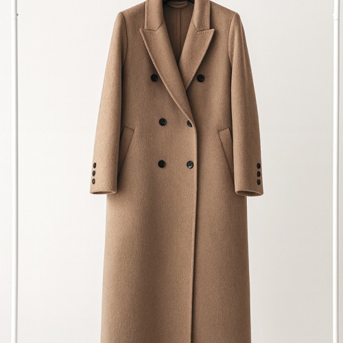 여성 캐시미어 100 롱코트 카멜헤어 핸드메이드 코트