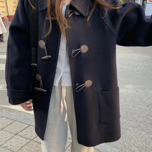 프리미엄 더플 떡볶이 코트 하프 울 핸드메이드코트 숏 반코트 여자 겨울코트 그레이 베이지