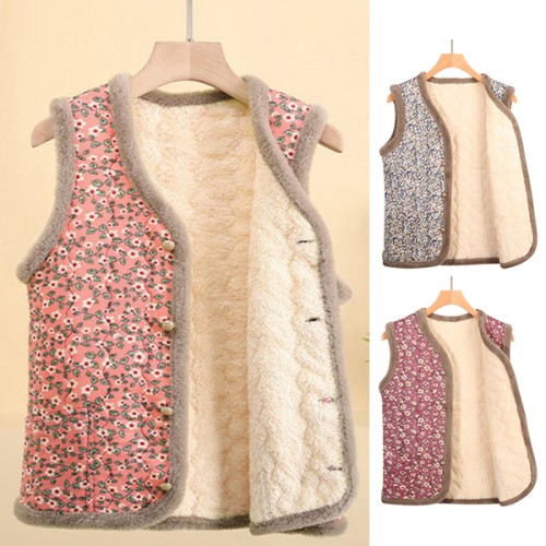 김장 겨울 기모 퍼 보온 조끼 엄마 할머니 경량 캠핑 패딩 베스트 누빔 촌캉스 꽃무늬조끼