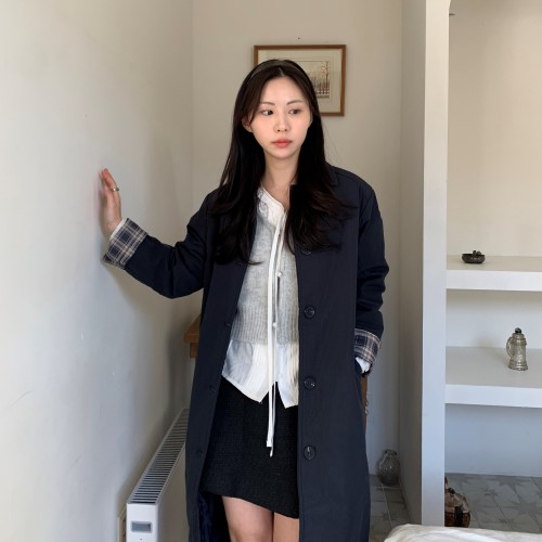 어바인 카라 웰론 트렌치 패딩 롱 코트