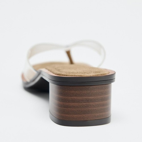 자라 트렌디 비닐 스트랩 블록힐 샌들 2350/510 LIGHT BEIGE