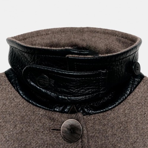 자라 울 배색 레더 카라 하이넥 케이프 코트 8468/384 DARK MINK