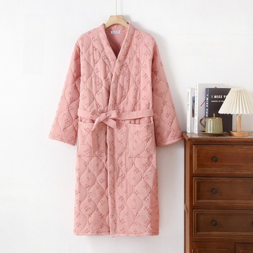 누빔잠옷 면100 로브가운 거즈면 순면 겨울 유카타 일본 한텐 수면 원피스 패딩 임산부