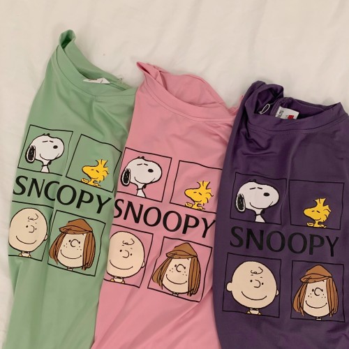 치즈 스누피 멜로우 긴팔 잠옷세트 커플 수면 피치 파자마 파티