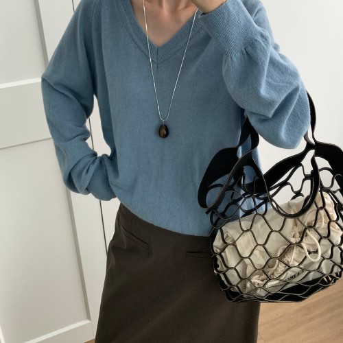 [일부당일] 헤븐 울 니트 V넥 루즈핏 오버핏 니트 웨어링무드 (4c)