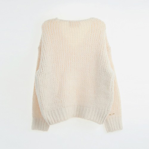 플러피 알파카 울 블렌드 브이넥 니트 (IVORY)