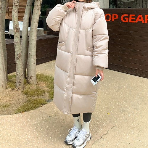 올겨울 패딩 여성 롱 야상 후드 하이넥 점퍼 블랙, FREE(One size)