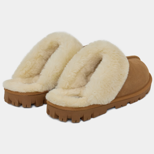 울룰루카타 겨울 털 슬리퍼 천연 소가죽 양털 방한 여성