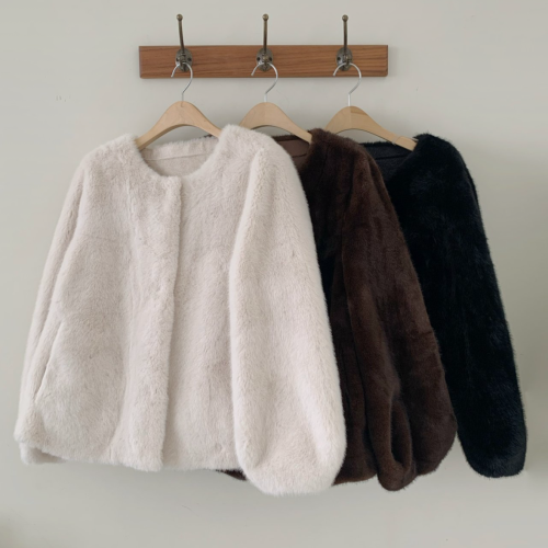 나크 에코퍼자켓 페이크 퍼자켓 고퀄 밍크 노카라 겨울 아우터