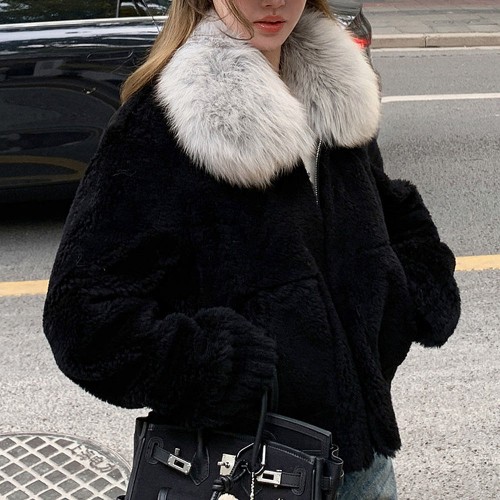 여성 양모100 리얼 폭스퍼카라 퍼자켓 연말룩 겨울 아우터