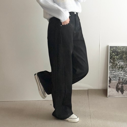여성기모청바지 기모와이드청바지 커브드팬츠