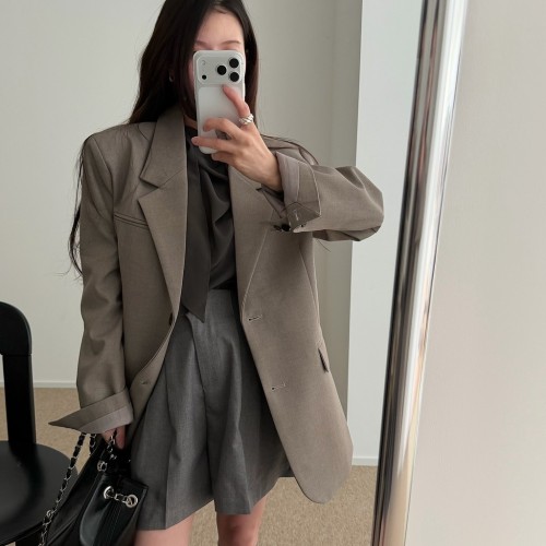 네클 여성 봄 오버핏 루즈핏 싱글 블레이저 자켓