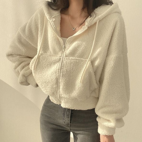 데일리 여성 크롭 후드 집업 루즈핏 여자